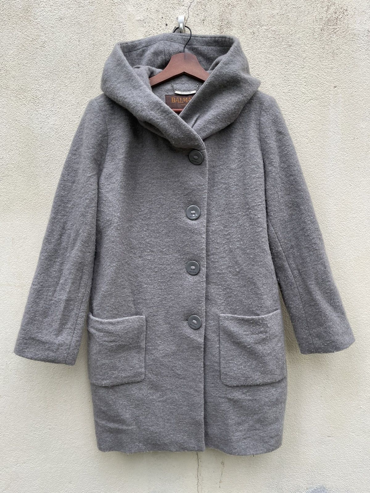 Balmain × Vintage ❌MAS OFFER❄️VINTAGE BALMAIN WOOL LONG HOODIES JACKET Size M / US 6-8 / IT 42-44 - 3 Thumbnail