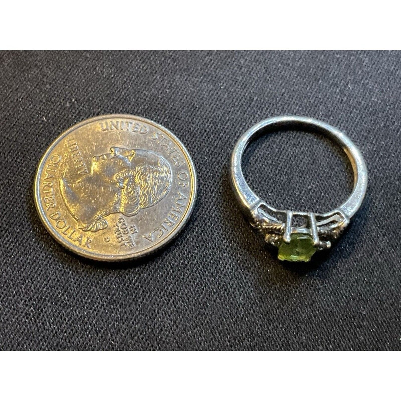 Other 925 Sterling Silver Vintage Peridot And Diamond Size 7 Ring Size ONE SIZE - 3 Thumbnail