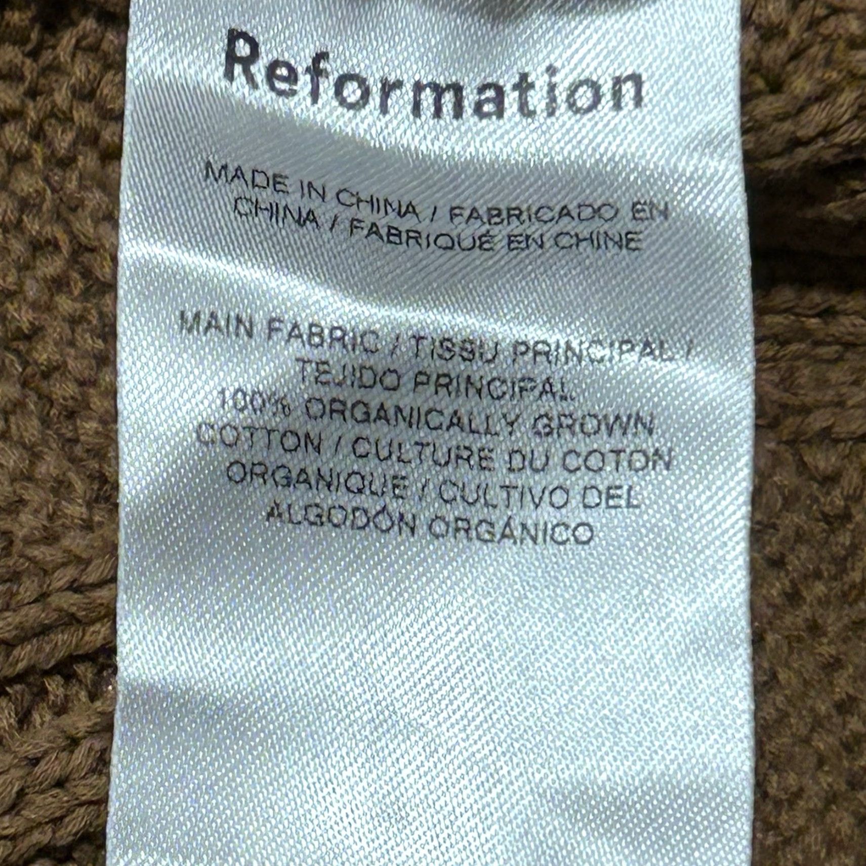 Reformation VINTAGE Reformation Winnie Basketweave Organic Cotton Brown Sweater Women’s Large Size L / US 10 / IT 46 - 4 Thumbnail