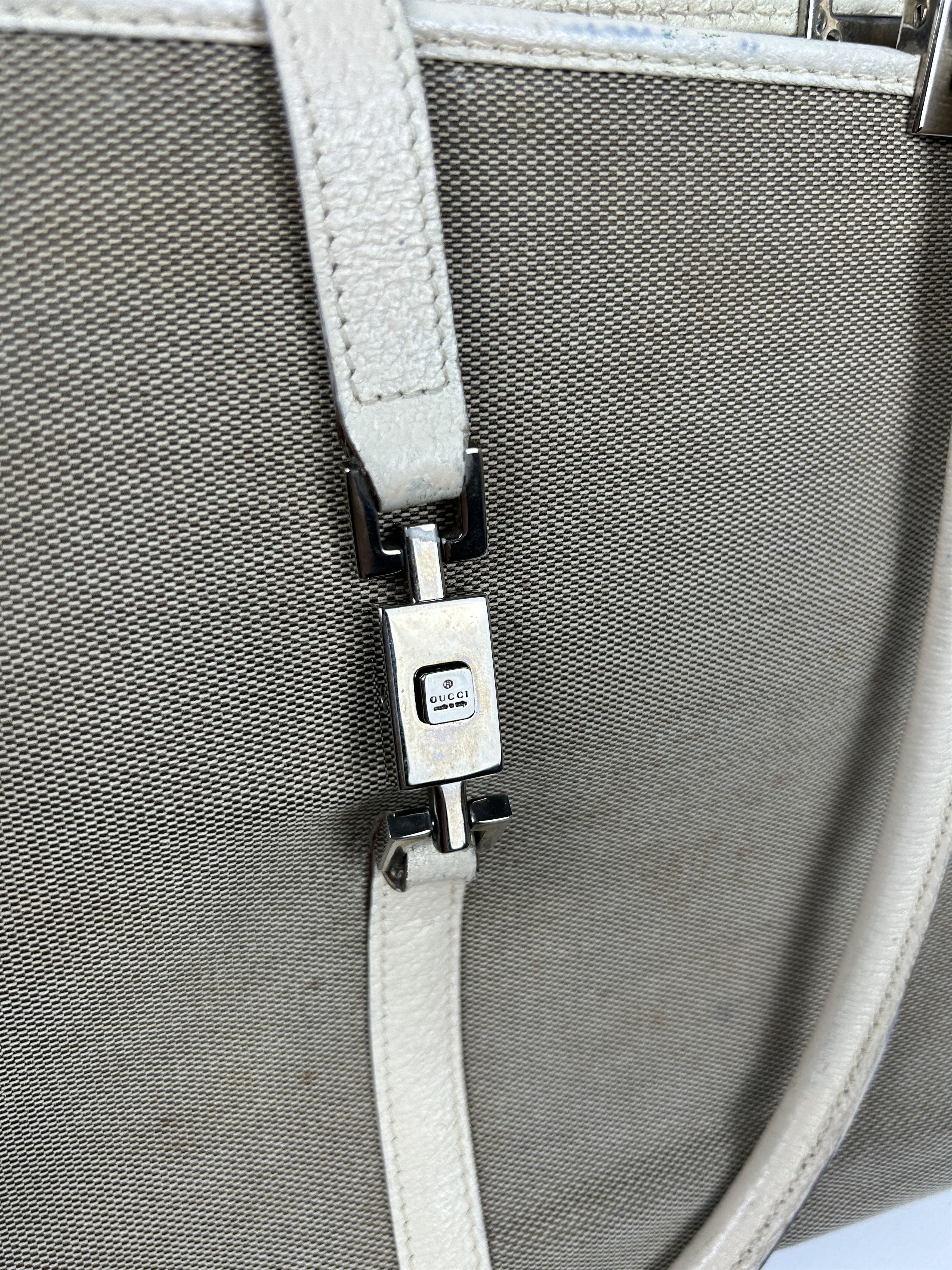 Gucci Vtg Gucci jackie line canvas tote bag with leather trim Size ONE SIZE - 15 Thumbnail