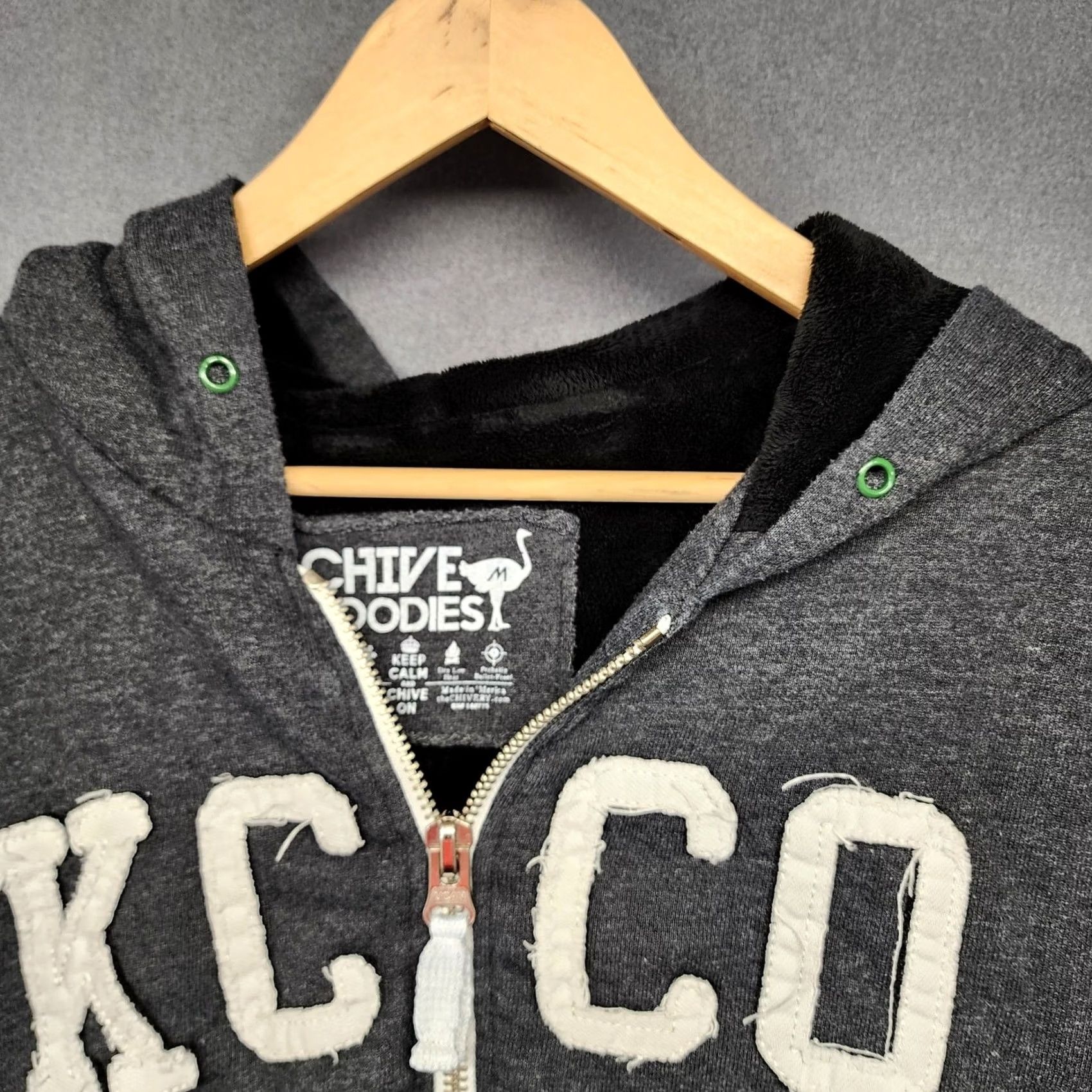 Vintage Chive Hoodies Hoodie Mens Medium Grey Full Zip KCCO Fleece Interior Size US M / EU 48-50 / 2 - 8 Thumbnail