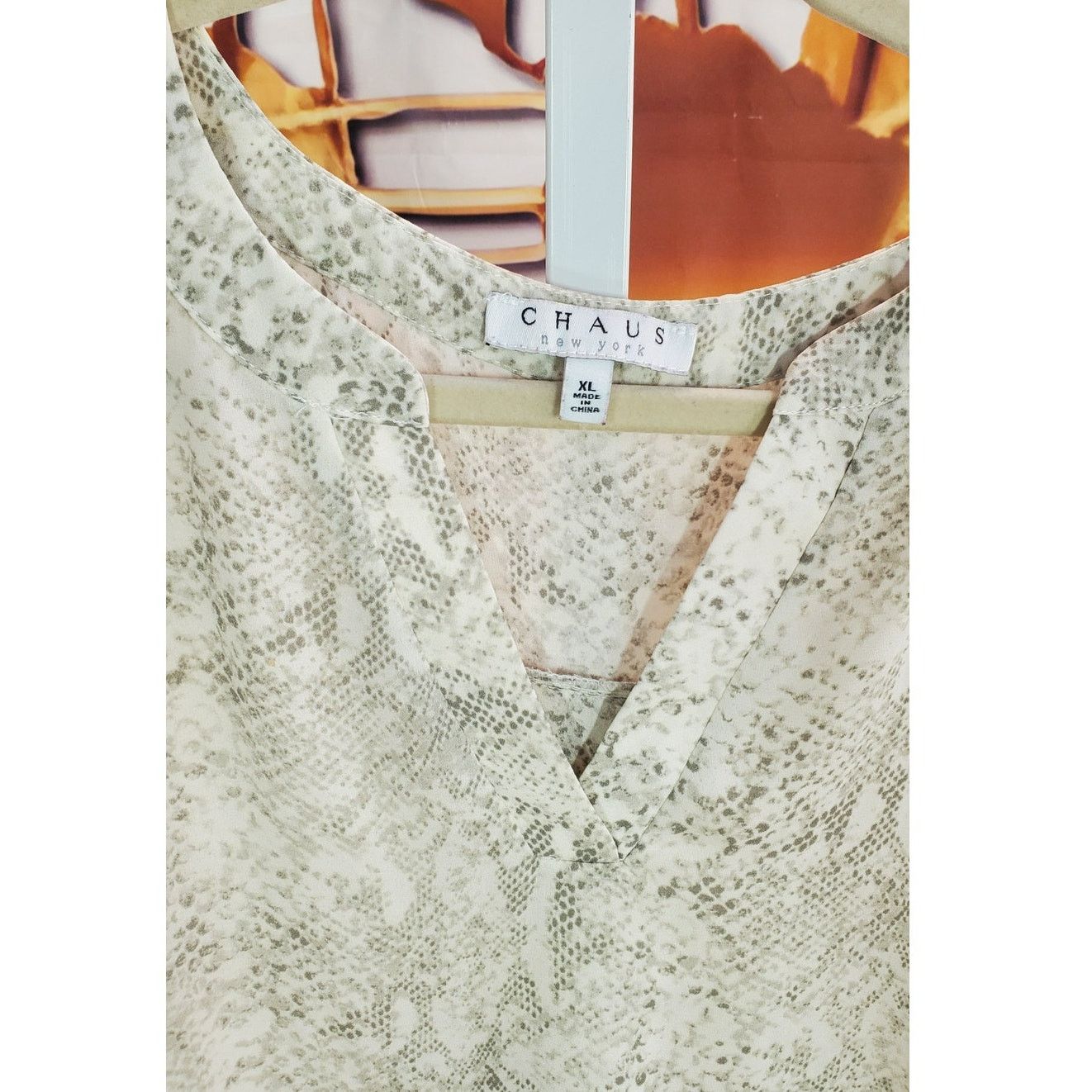 Other Chaus Gray Snake Print Roll Tab Blouse XL Size XL / US 12-14 / IT 48-50 - 4 Thumbnail