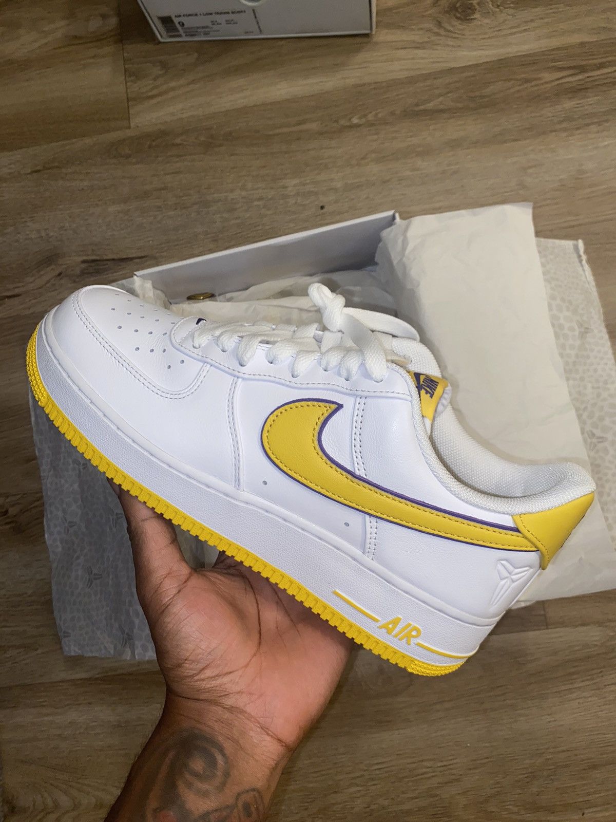 Nike Nike Air Force 1 Low Retro Qs “Kobe Bryant Lakers Home” Size US 9.5 / EU 42-43 - 1 Thumbnail