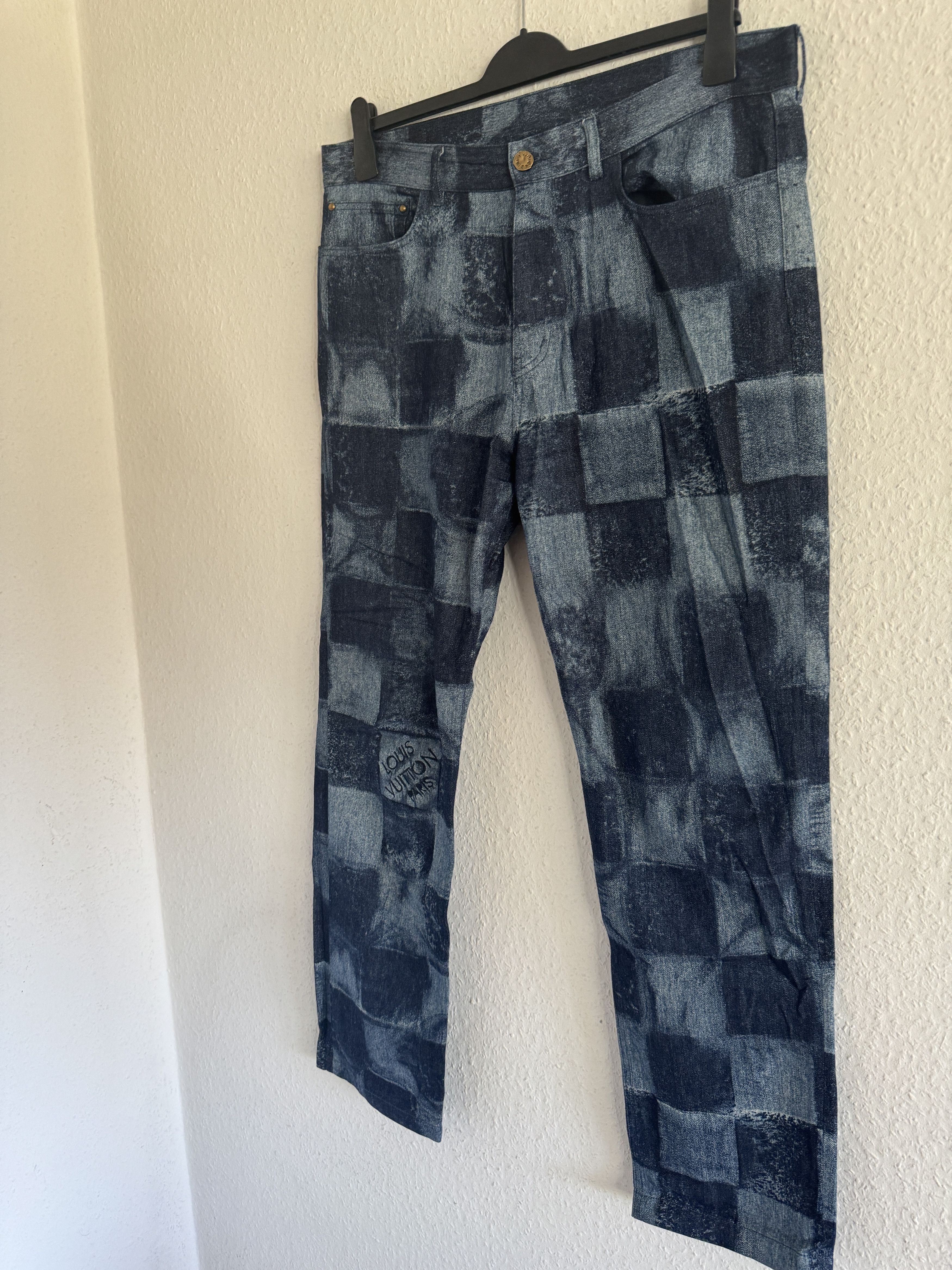 Louis Vuitton Louis Vuitton Salt Damier Print Denim Jeans Size US 36 / EU 52 - 3 Thumbnail