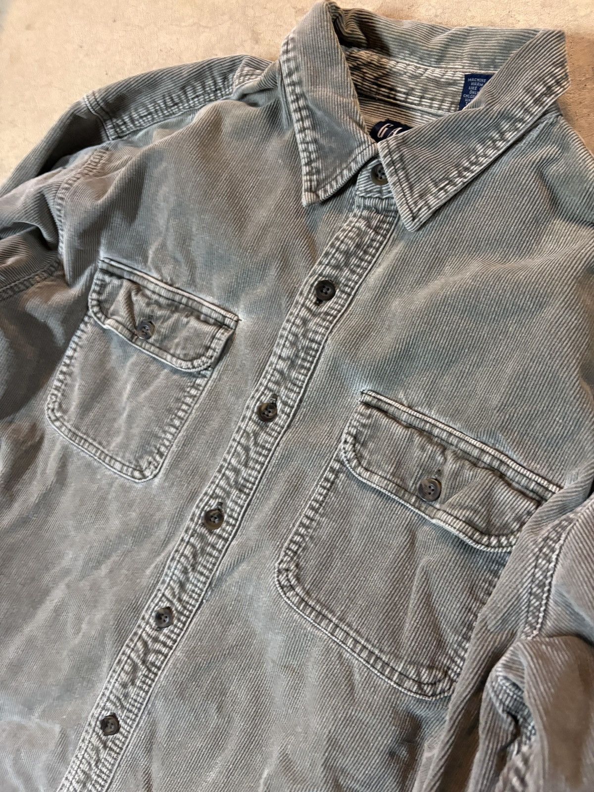 Gap VTG 90s Gap Corduroy Shacket Overshirt Washed Khaki Green Size US L / EU 52-54 / 3 - 2 Thumbnail