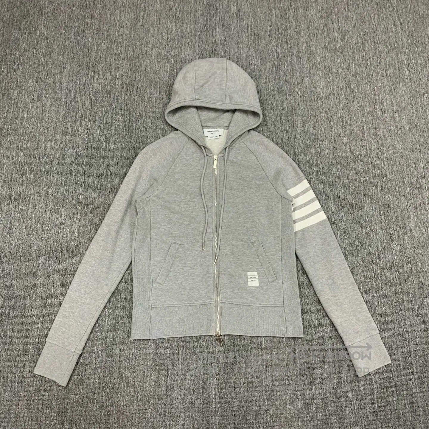 Thom Browne gray striped hooded jacket by Thom Browne. Size US M / EU 48-50 / 2 - 1 Thumbnail