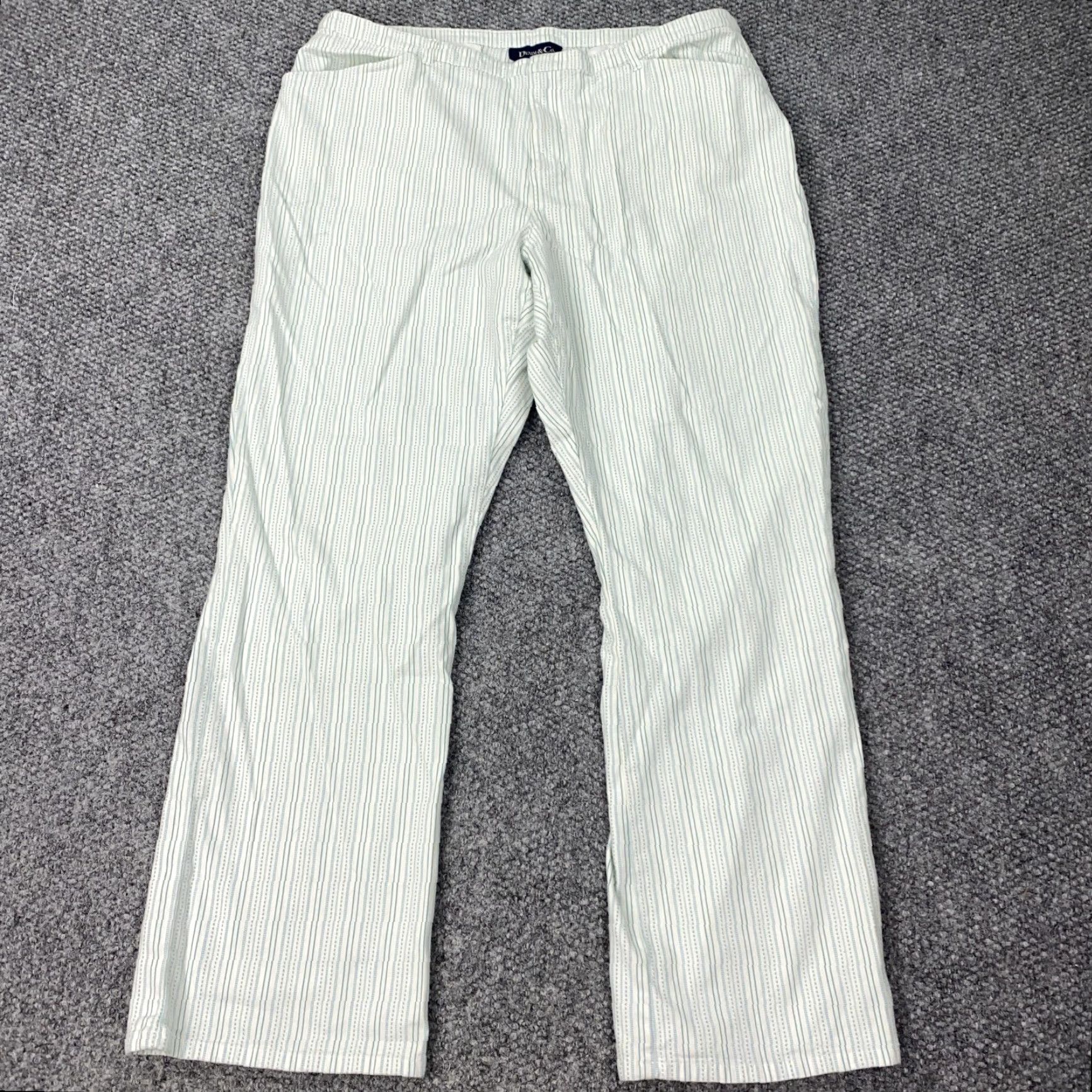 Denim & Co. Denim & Co Pants Womens 18W White Striped Straight Leg Pull On Stretch Casual Size 40" / US 18 - 2 Thumbnail