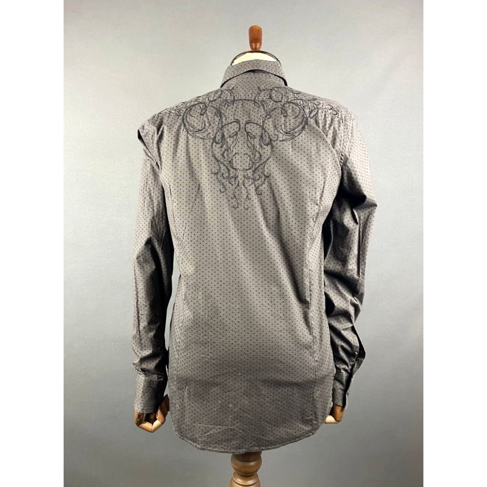 Diesel Diesel Mens Casual Shirt M Gray Cotton Embroidered Long Sleeve Button Up Size US M / EU 48-50 / 2 - 2 Thumbnail