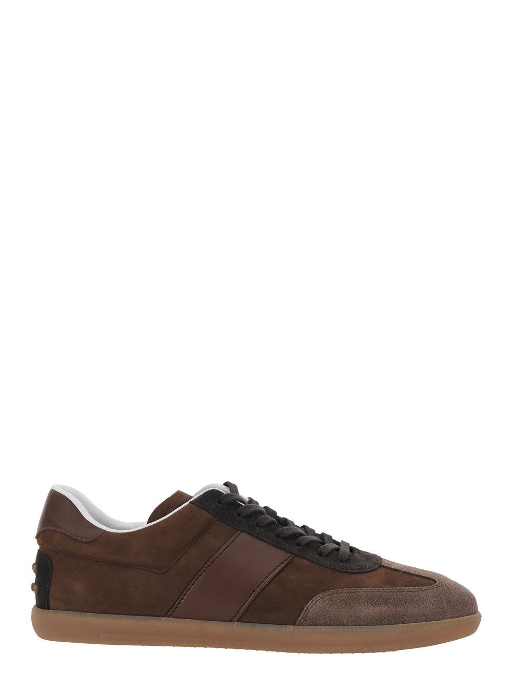 Tod's Brown Low Top Sneaker with Logo on Tongue and Inserts Design in Suede Man Size US 10.5 / EU 43-44 - 1 Thumbnail