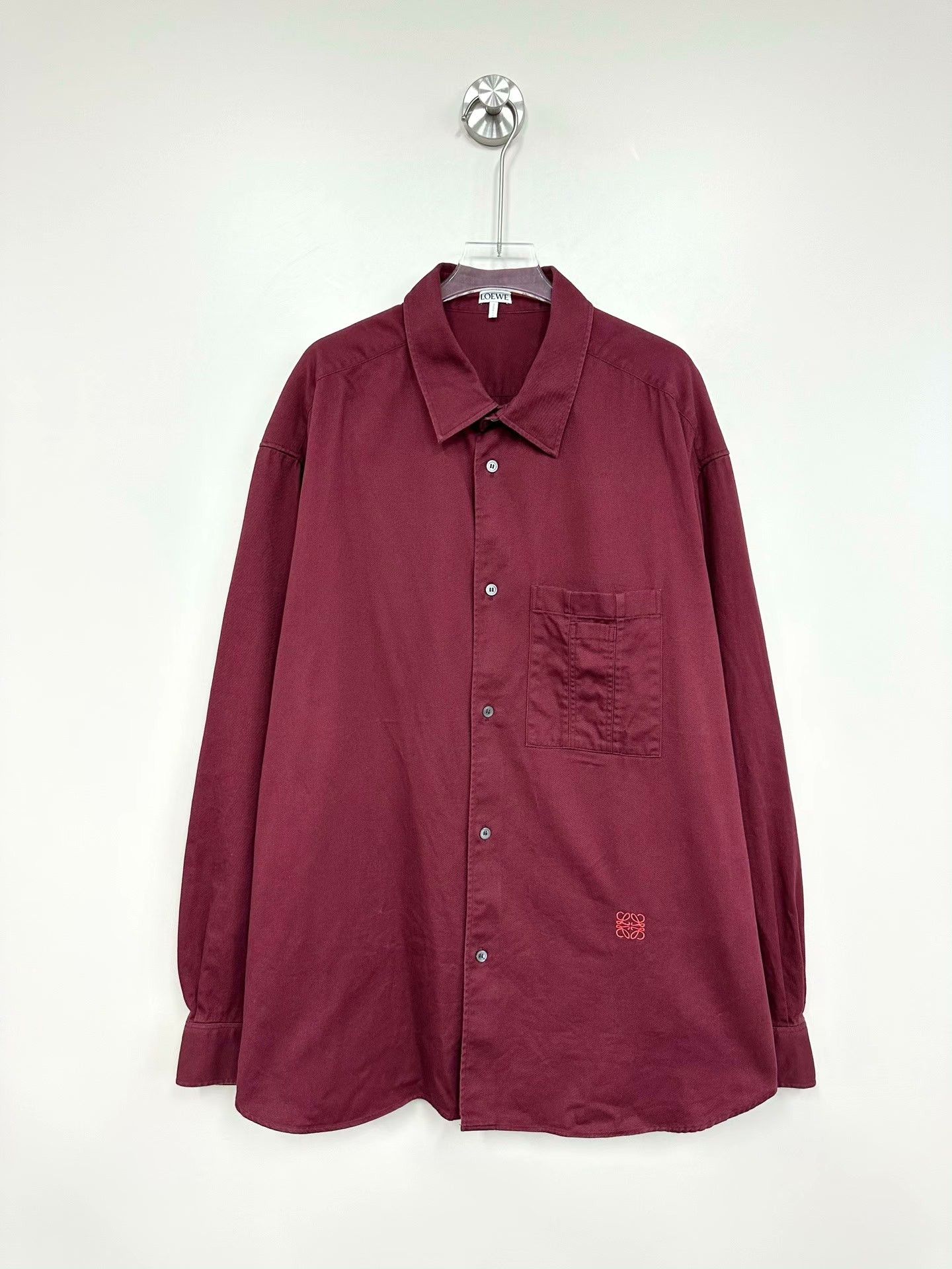Loewe Loewe Wine Red Embroidered Logo Shirt Size US XS / EU 42 / 0 - 1 Thumbnail