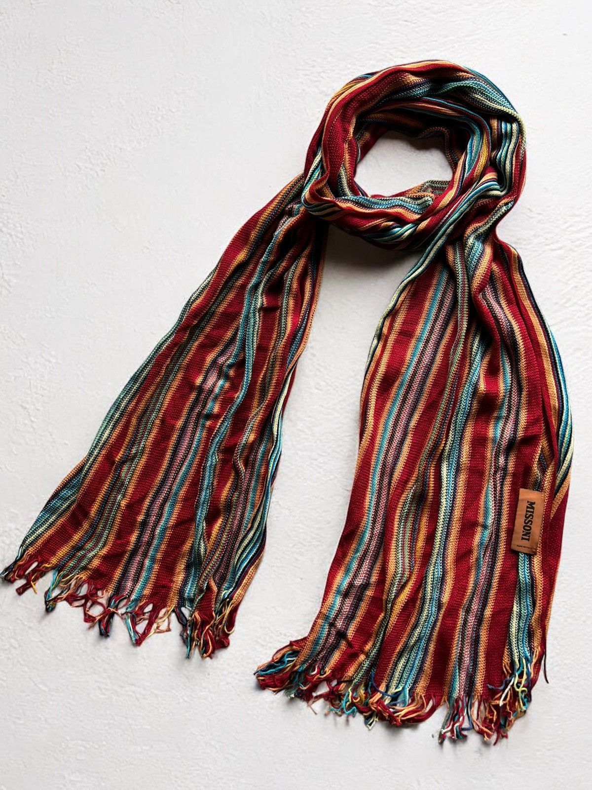 MISSONI MULTICOLOUR SCARF 180cm VINTAGE MUFFLER BIG
