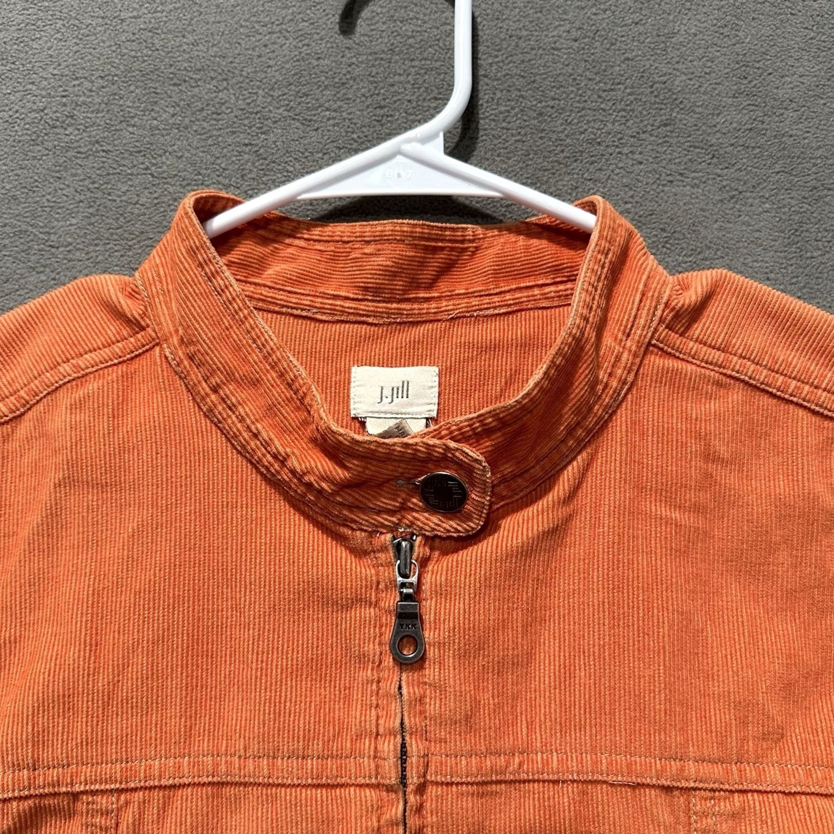 J. Jill J. Jill Jacket Womens XL Orange Corduroy Full Zip Cafe Racer Short EUC Size 40" / US 18 - 6 Thumbnail