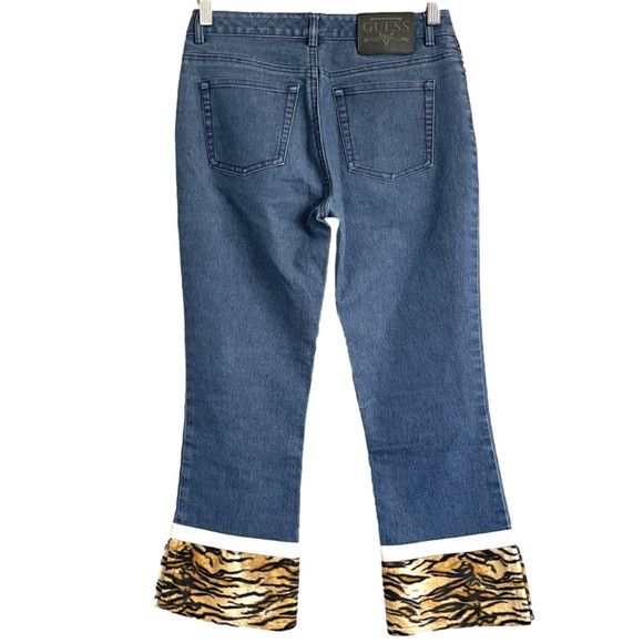 Guess Y2K Guess Bootcut Cropped Jeans w/ Faux Fur Trim - 28" Size 28" / US 6 / IT 42 - 9 Thumbnail