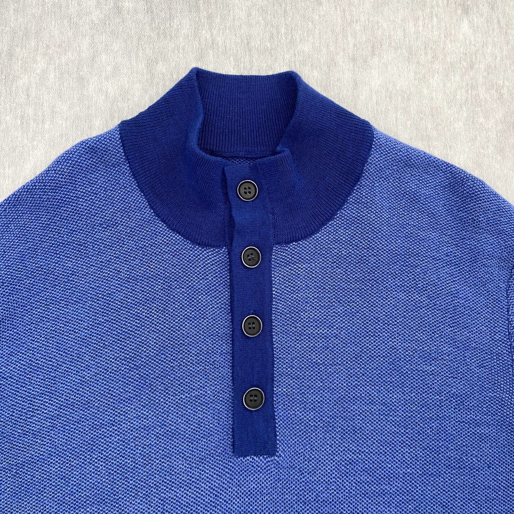 UNTUCKit UNTUCKit Sweat er Adult XL Blue Button Pullover Merino Wool Waffle Knit Mock Neck Sweater Mens XL Preowned Size US XL / EU 56 / 4 - 3 Thumbnail