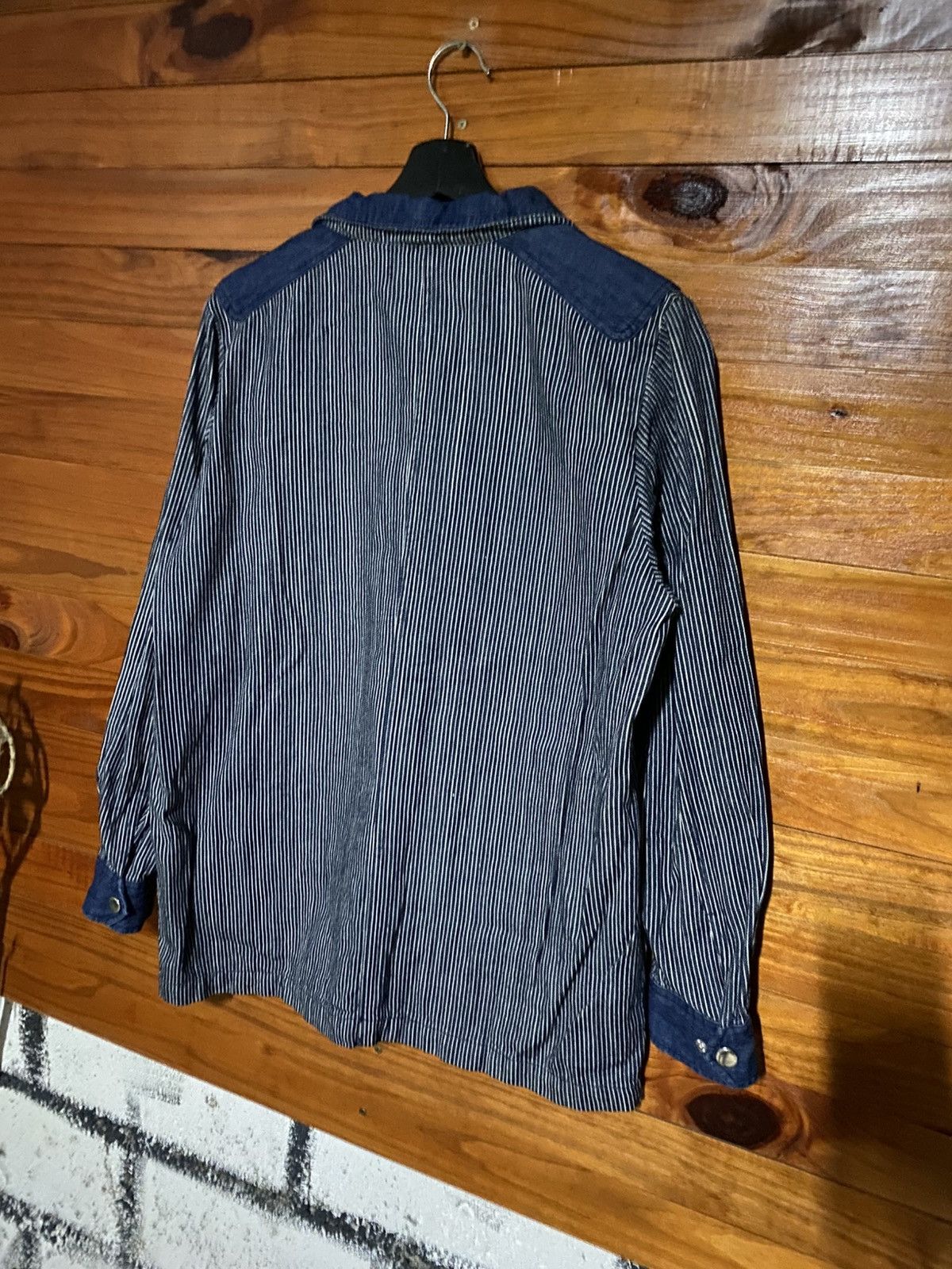 Japanese Brand Vintage Dejutto Pinstripe Denim Jacket – Japanese Workwear Size US M / EU 48-50 / 2 - 9 Thumbnail
