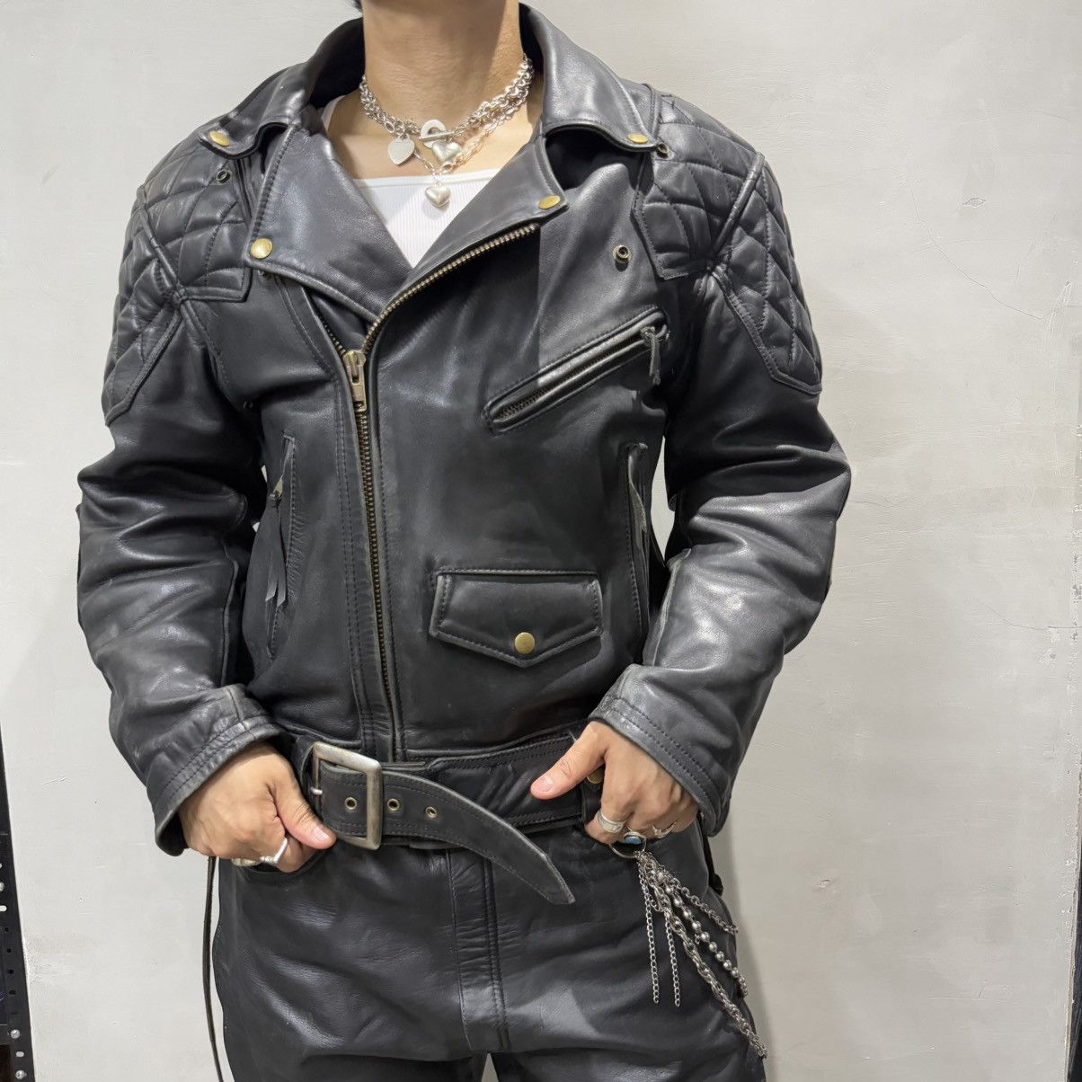 Japanese Brand × Kadoya Kadoya evo diamond lattice cable stayed leather jacket Size US XXL / EU 58 / 5 - 7 Thumbnail