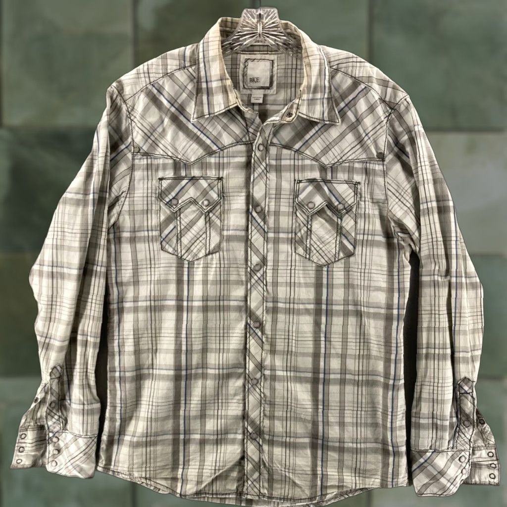 Vintage VINTAGE Buckle Shirt Mens Large Plaid Pearl Snap Western Cowboy Casual Athletic Fit Size US L / EU 52-54 / 3 - 1 Thumbnail