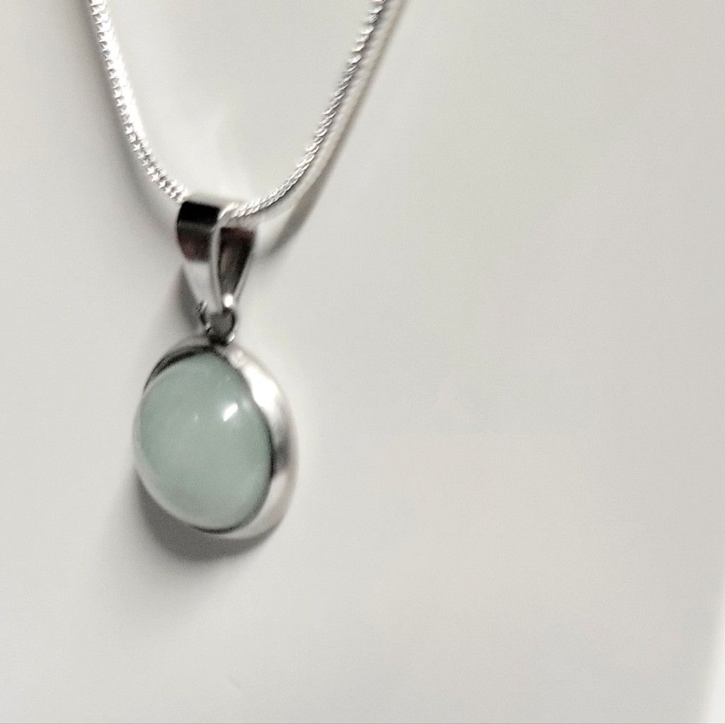 Handmade Natural Aqua Chalcedony Pendant 925 Sterling Silver Necklace Size ONE SIZE - 3 Thumbnail
