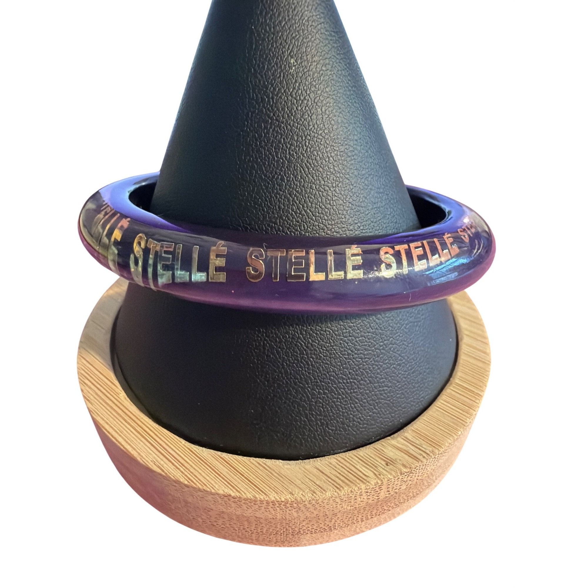 Other Stellé Clear Purple Acrylic Bangle Bracelet Gold Lettering 2 Size ONE SIZE - 1 Thumbnail
