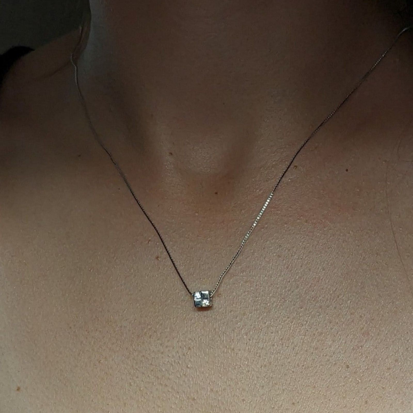 Other Square Cube Pendant Necklace Minimalist Silver 925 NWT Size ONE SIZE - 10 Thumbnail