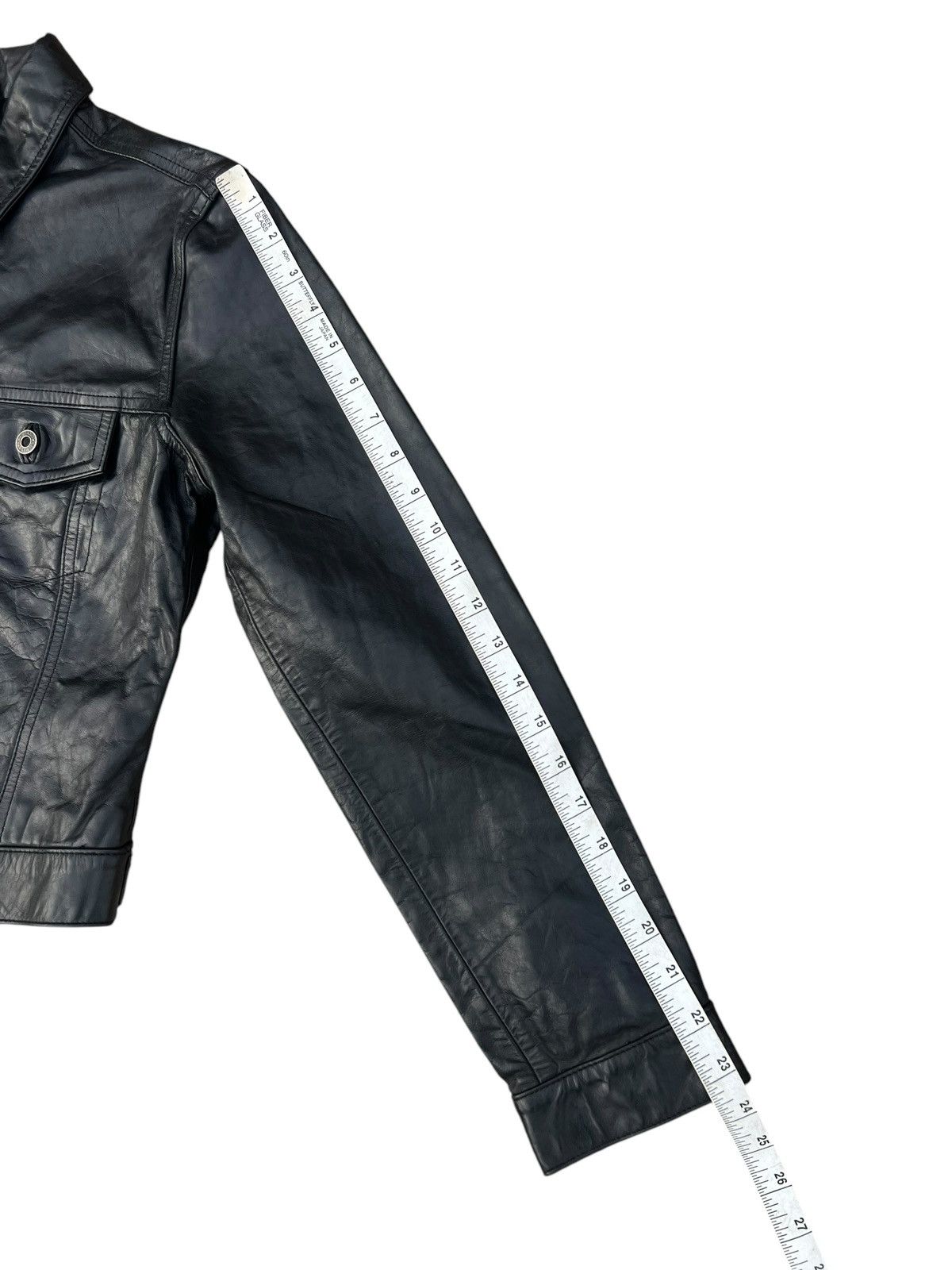 Gap Vintage Fall 2000 GAP Patina Black Leather Trucker Jacket Size S / US 4 / IT 40 - 3 Thumbnail