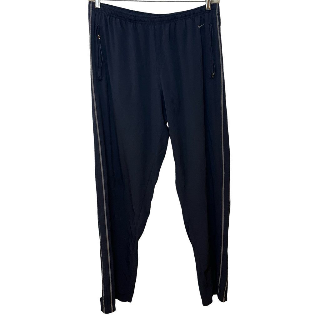 Nike Vtg Y2K Nike Gray Tag Dri Fit Navy Lightweight Track Pants L Size US 33 - 2 Thumbnail
