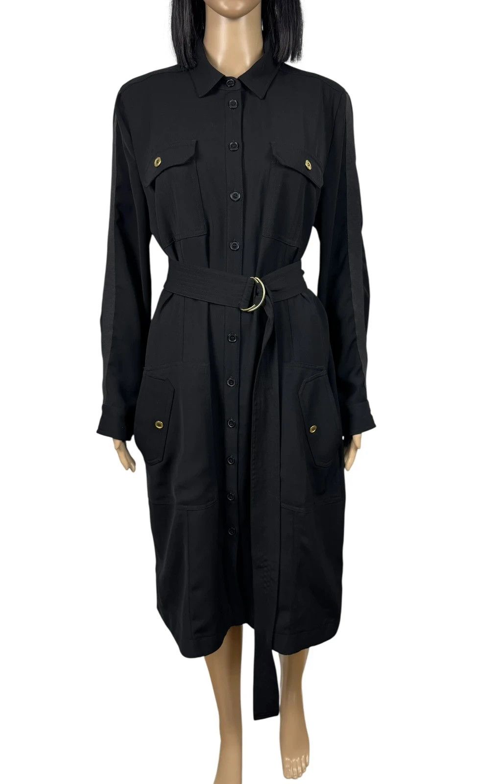 ME+EM ME + EM Shirt Dress Belted Polyester size 12 Size M / US 6-8 / IT 42-44 - 2 Thumbnail