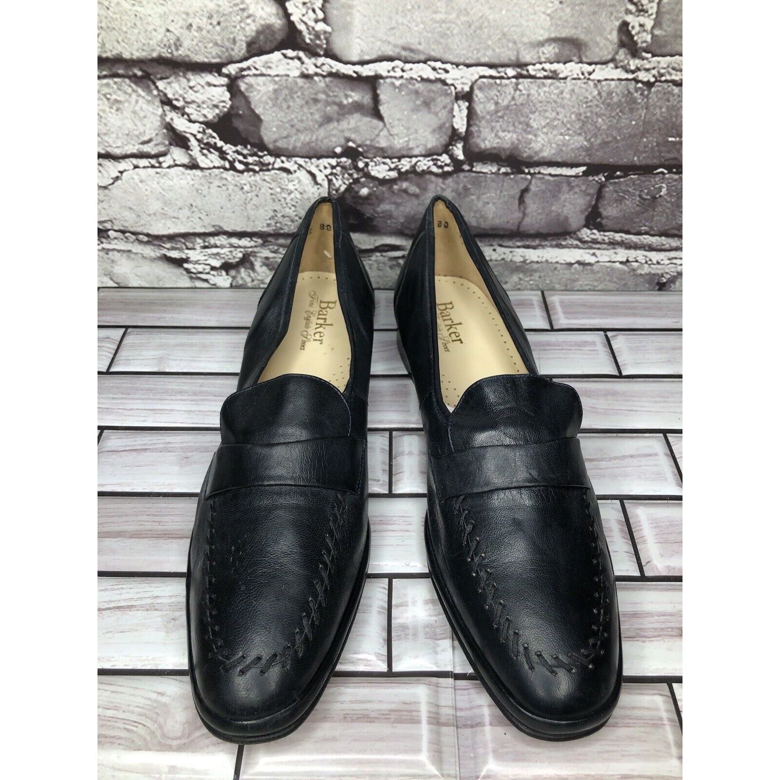 Barker Barker Flex Fine English Shoes Navy Blue Leather Loafers Wom Size US 7.5 / IT 37.5 - 20 Thumbnail