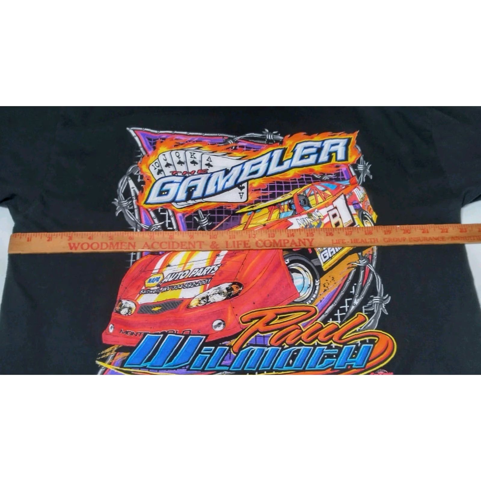 Vintage The Gambler Race Car Shirt XL Diamond Style Alstyle Apparel Men Black Cotton Crew Neck Short Sleeve Racing T Shirt West Virginia B1 Wilmoth Size US XL / EU 56 / 4 - 6 Thumbnail