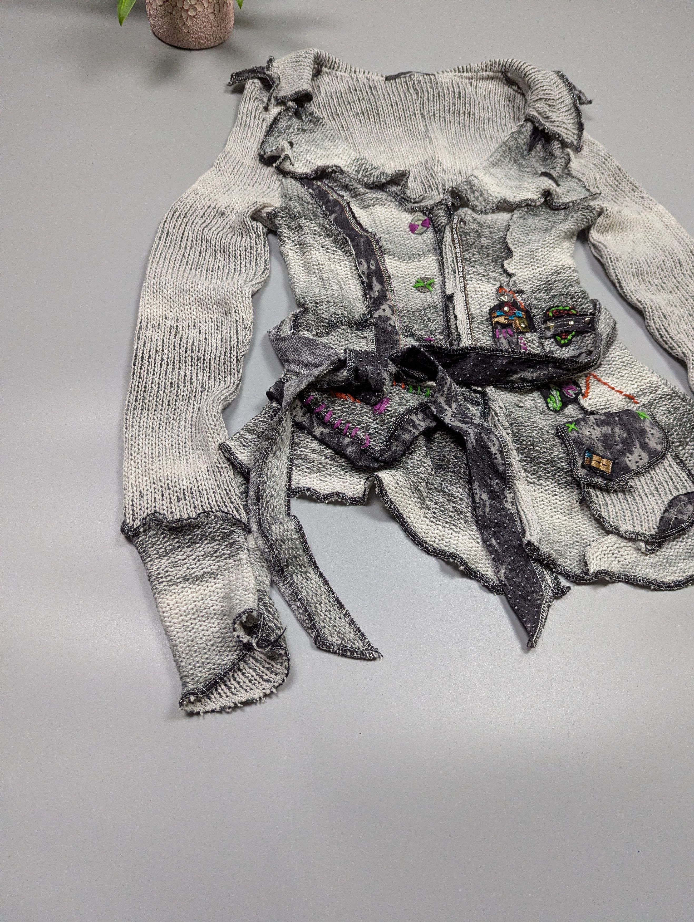 Japanese Brand Rare Julu Christine Deconstructed Knit Cardigan Patchwork Size M / US 6-8 / IT 42-44 - 8 Thumbnail