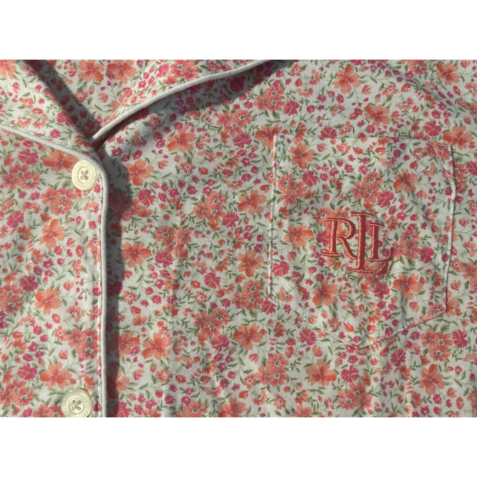 Ralph Lauren Lauren RALPH LAUREN Shirt Womens Sz XL Pink Flowers Cotton blend Nightgown Night Size XL / US 12-14 / IT 48-50 - 4 Thumbnail