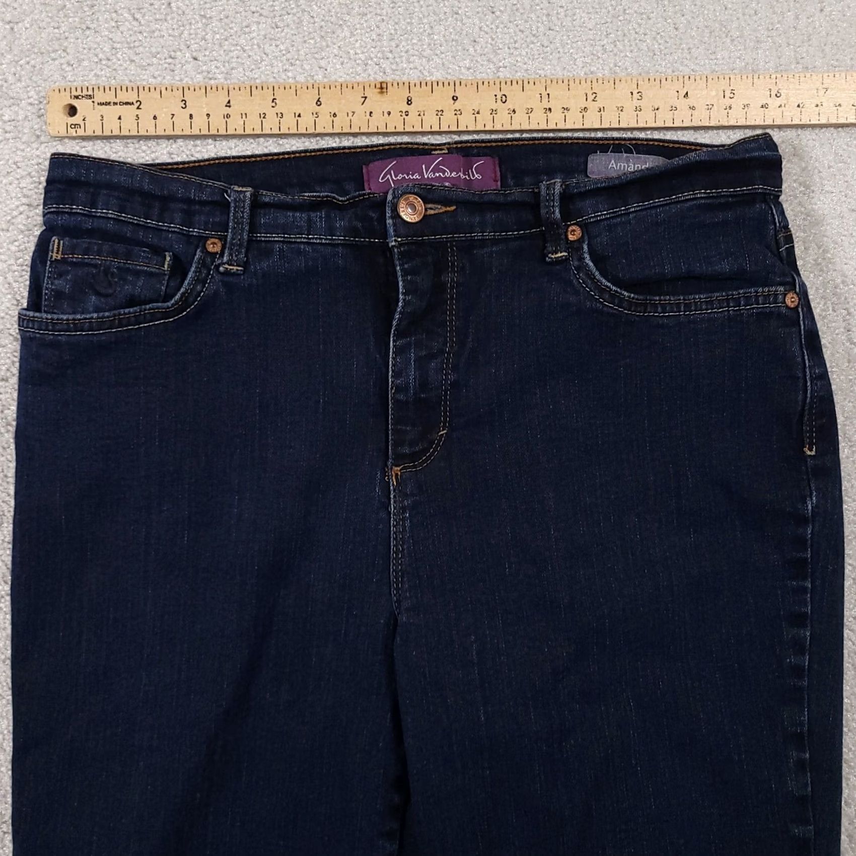 Gloria Vanderbilt Gloria Vanderbilt Amanda Jeans Women's 12P Stretch Dark Wash Denim Mid-Rise Jeans Size 34" / US 12 / IT 48 - 5 Thumbnail