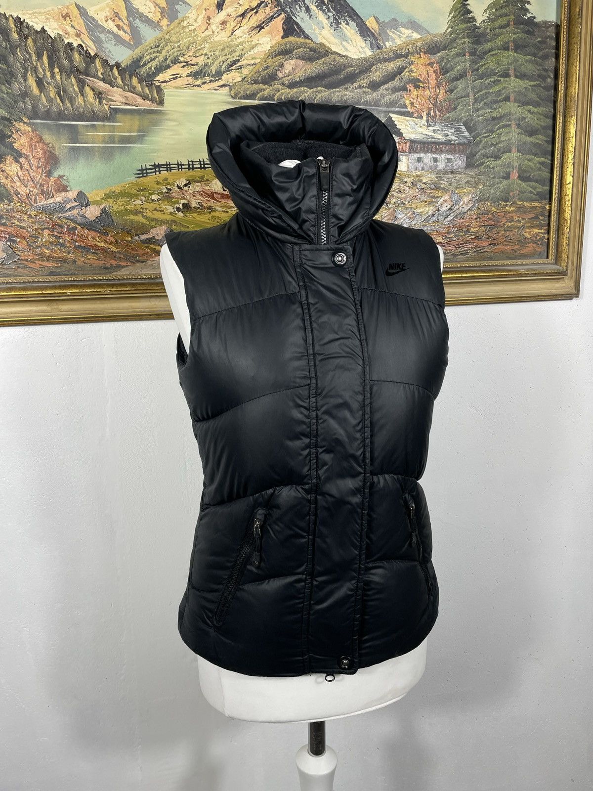 Nike × Vintage Nike Small Swoosh Zip Hoodie Black Y2k 00s Retro Winter Warm Size XS / US 0-2 / IT 36-38 - 3 Thumbnail