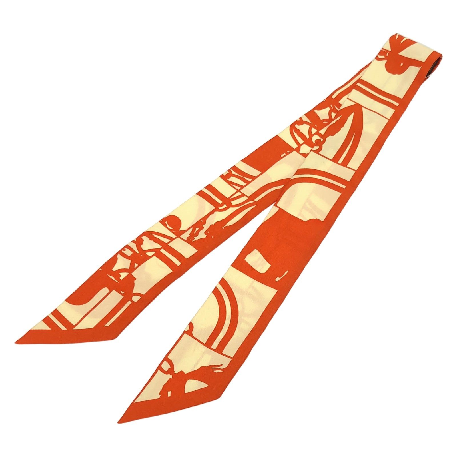 Hermes Hermes Twilly Scarf Silk Orange Size ONE SIZE - 1 Thumbnail