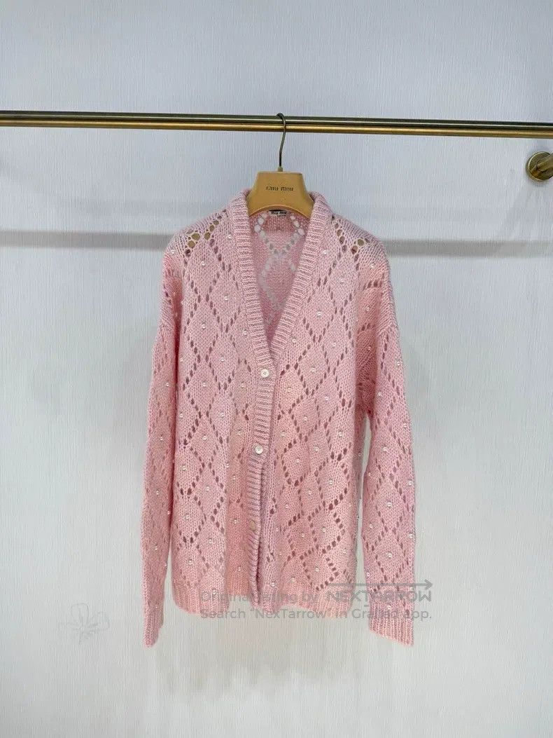 Miu Miu Miu Miu 36 Pink knit cardigan Size S / US 4 / IT 40 - 1 Thumbnail