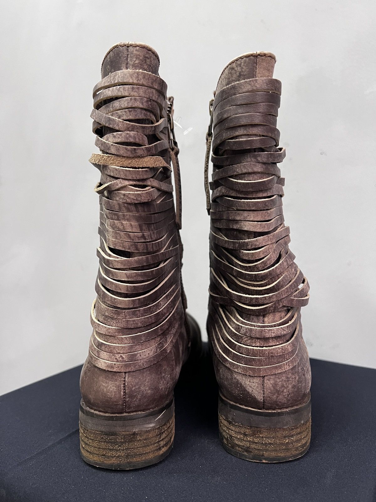 No Faith Studios Brown Leather Moto Boots Strapped Archive guidi style y2k Size US 8 / EU 41 - 5 Thumbnail