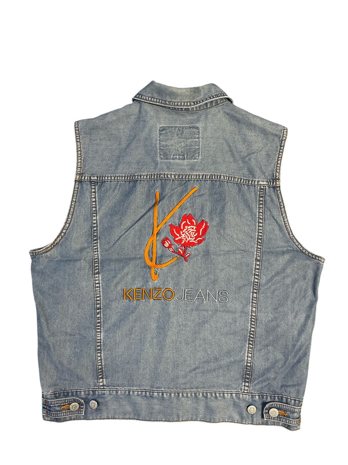 Kenzo Kenzo Jeans Denim Embroidered Vestsl Jacket Size US M / EU 48-50 / 2 - 1 Thumbnail