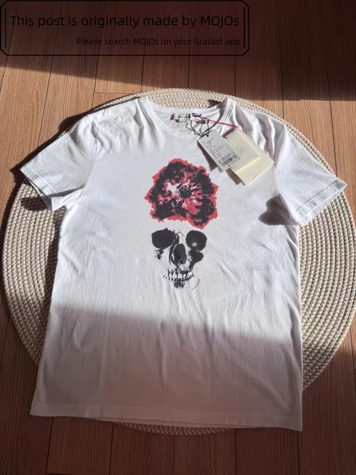 Alexander McQueen Alexander McQueen Rose Skull Print White Tee Size US L / EU 52-54 / 3 - 1 Thumbnail