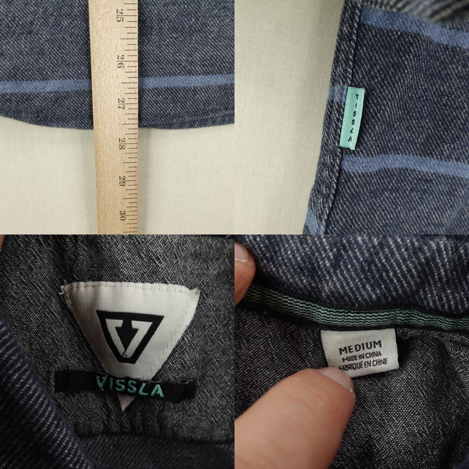 Vissla VISSLA Mens Shirt Casual Long Sleeve Flannel Button-Up Cotton Blue Stripes 90s Outdoor Surfing Surf Wear M Size US M / EU 48-50 / 2 - 8 Thumbnail