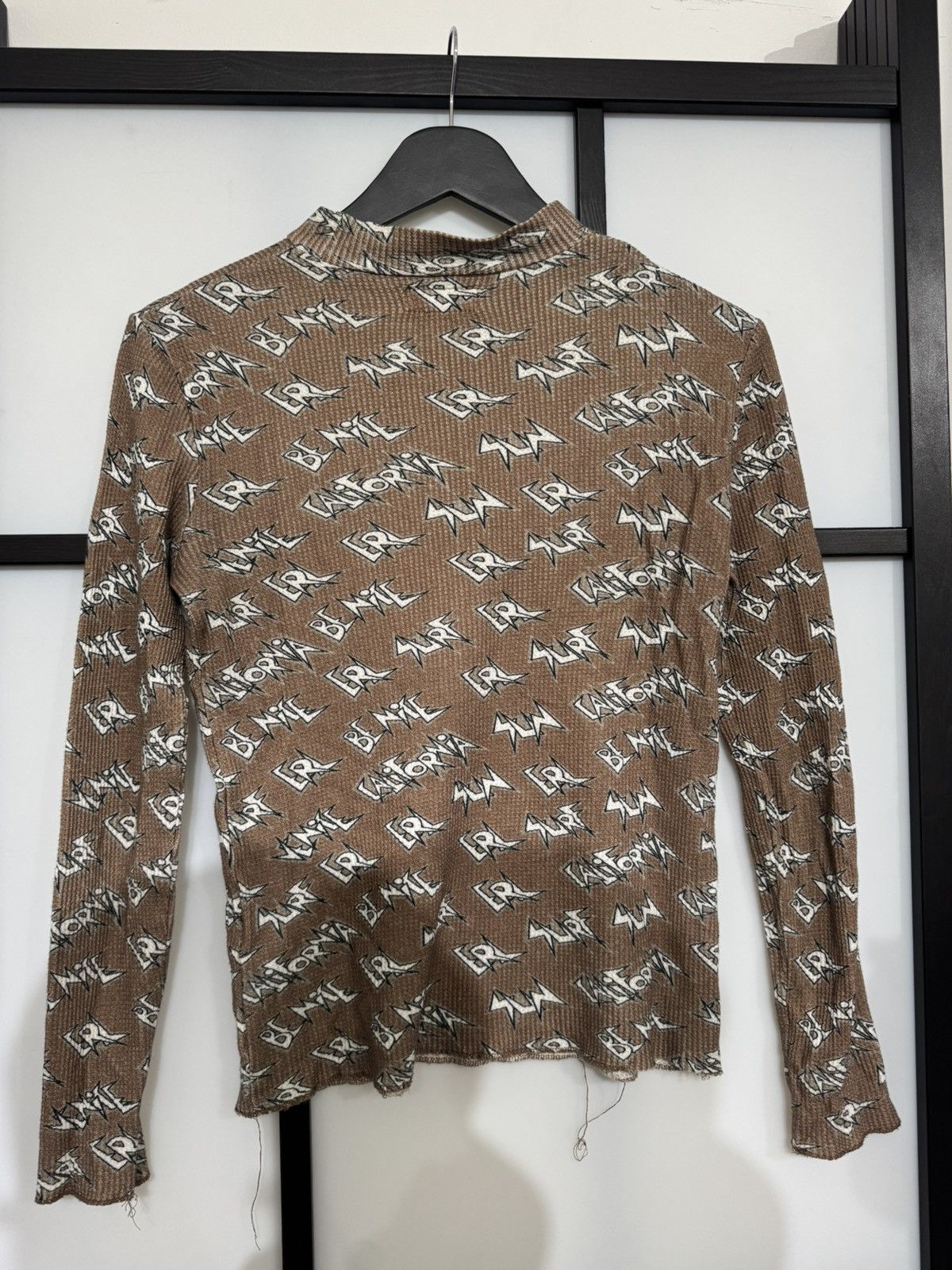 ERL ERL - Logo-Print Waffle-Knit Cotton T-Shirt - Brown XS Size XS / US 0-2 / IT 36-38 - 2 Thumbnail
