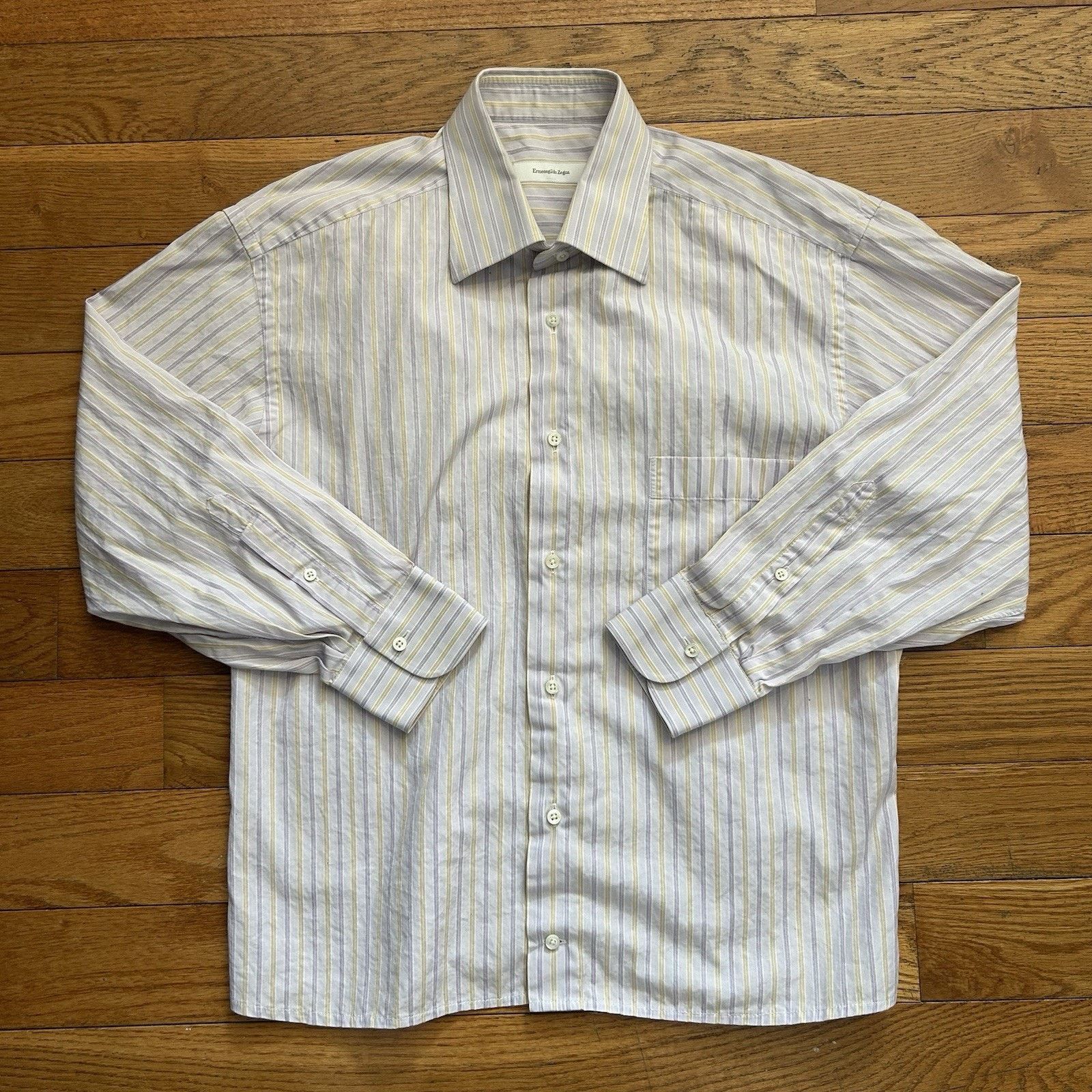 Ermenegildo Zegna Ermengildo Zegna Striped Tailored Button Up Shirt 41 16 Size US M / EU 48-50 / 2 - 2 Thumbnail