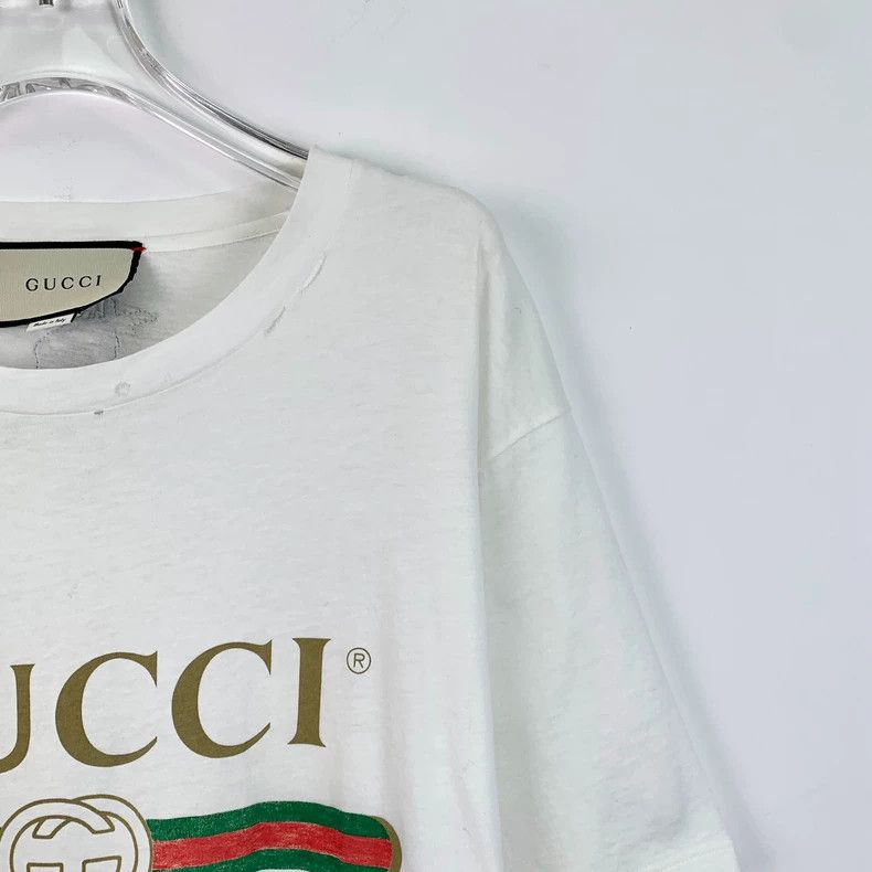 Gucci Gucci Logo letter print round neck white vandal style cotto Size US S / EU 44-46 / 1 - 3 Thumbnail