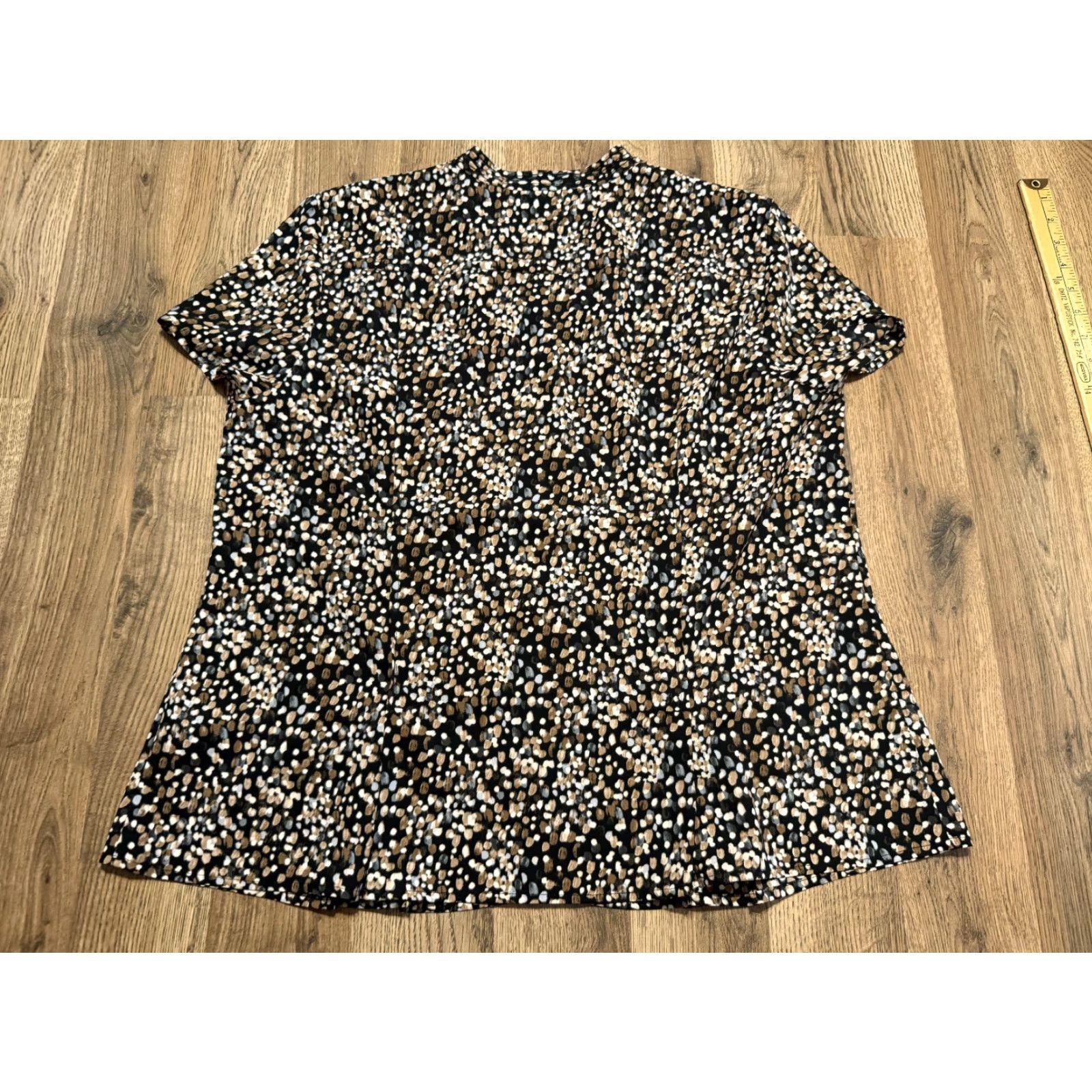 Vintage VINTAGE Dana Buchmann Shirt Women's XL Brown White Black Allover Print Button Up Size XL / US 12-14 / IT 48-50 - 2 Thumbnail