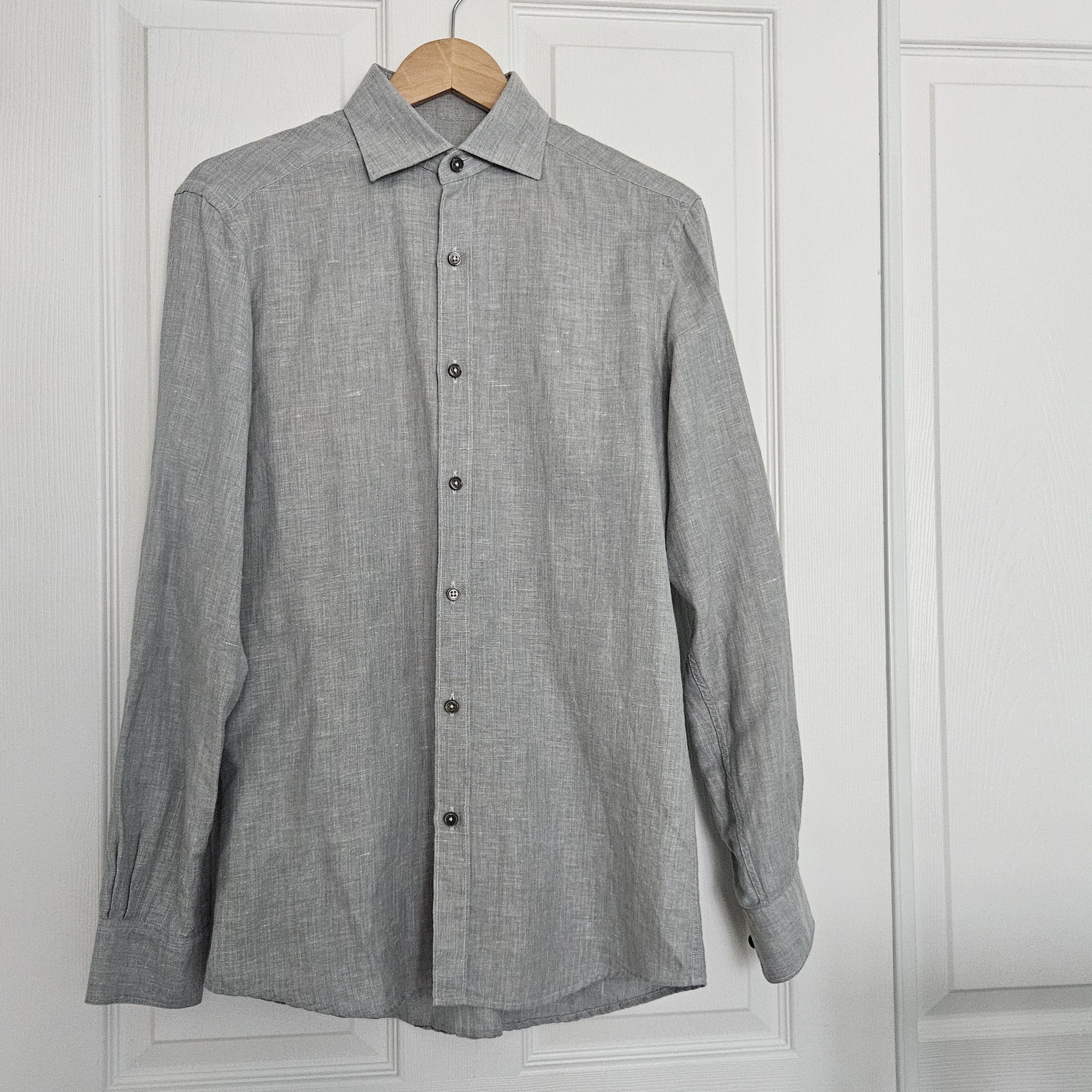 Ermenegildo Zegna Ermenegildo Zegna Grey Linen Blend Shirt – Size S Size US S / EU 44-46 / 1 - 2 Thumbnail