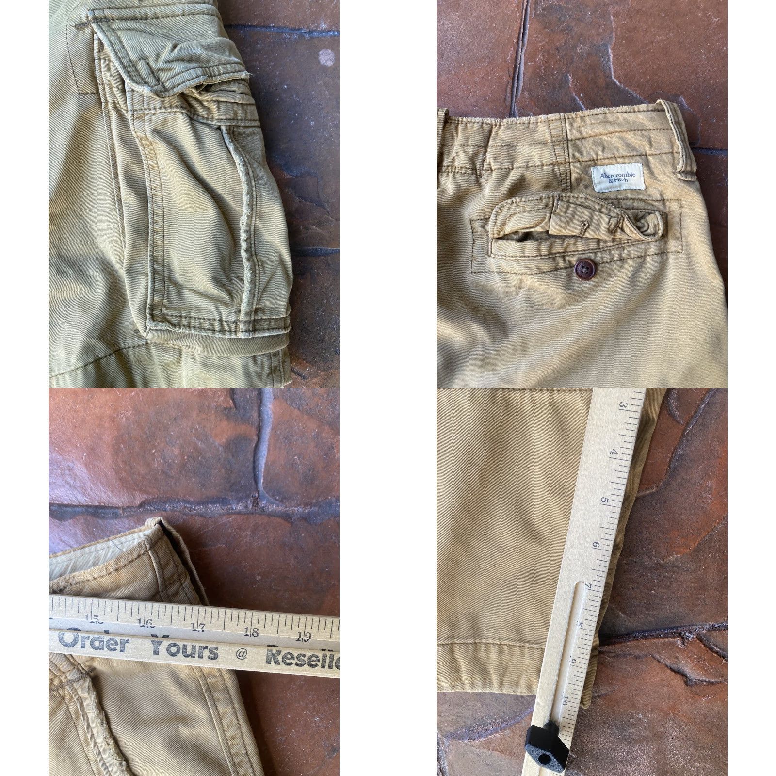 Abercrombie & Fitch VINTAGE Abercrombie & Fitch Cargo Shorts Mens 31 Cargo Shorts Distressed Button Fly 80s 90s Military Brown Canvas Shorts Mens Size US 31 - 8 Thumbnail