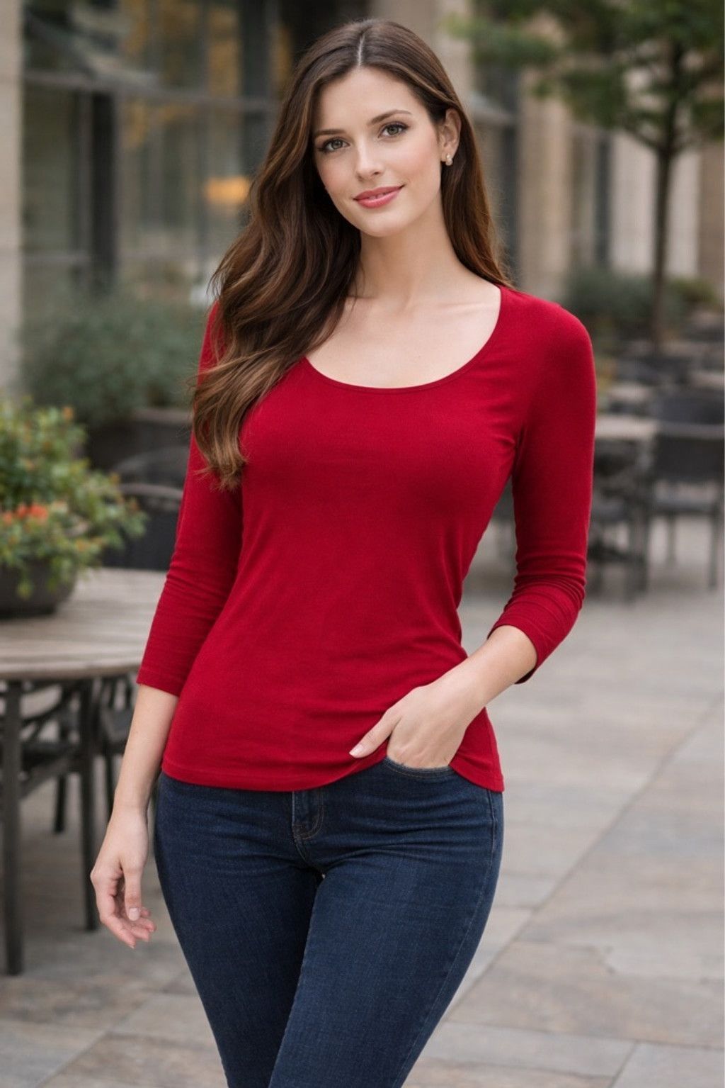 Ann Taylor Women's Ann Taylor Red Long Sleeve Tee S Size S / US 4 / IT 40 - 1 Thumbnail