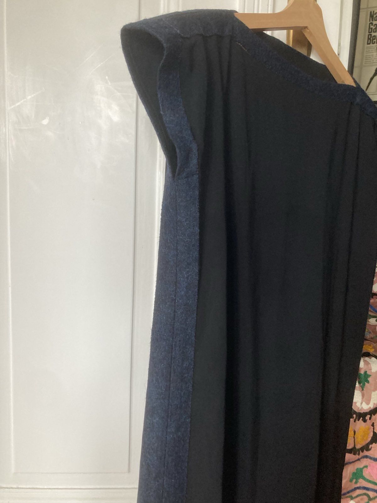 Maison Margiela Black cocktail dress with felt-wool dark blue trimming Size S / US 4 / IT 40 - 4 Thumbnail