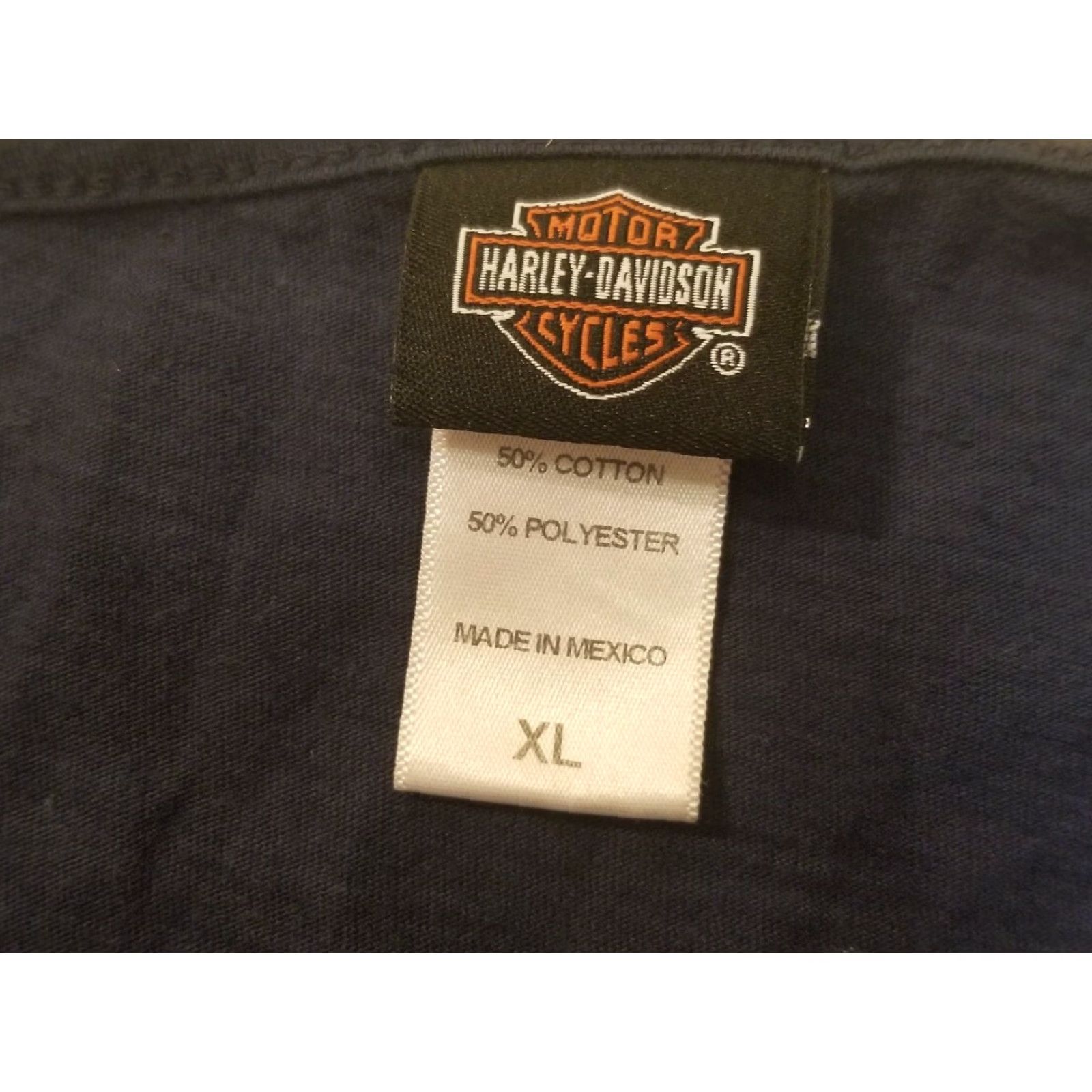 Harley Davidson Harley-Davidson Women's XL V-Neck T Shirt Double Sided Blue Logo Augusta GA Size XL / US 12-14 / IT 48-50 - 3 Thumbnail
