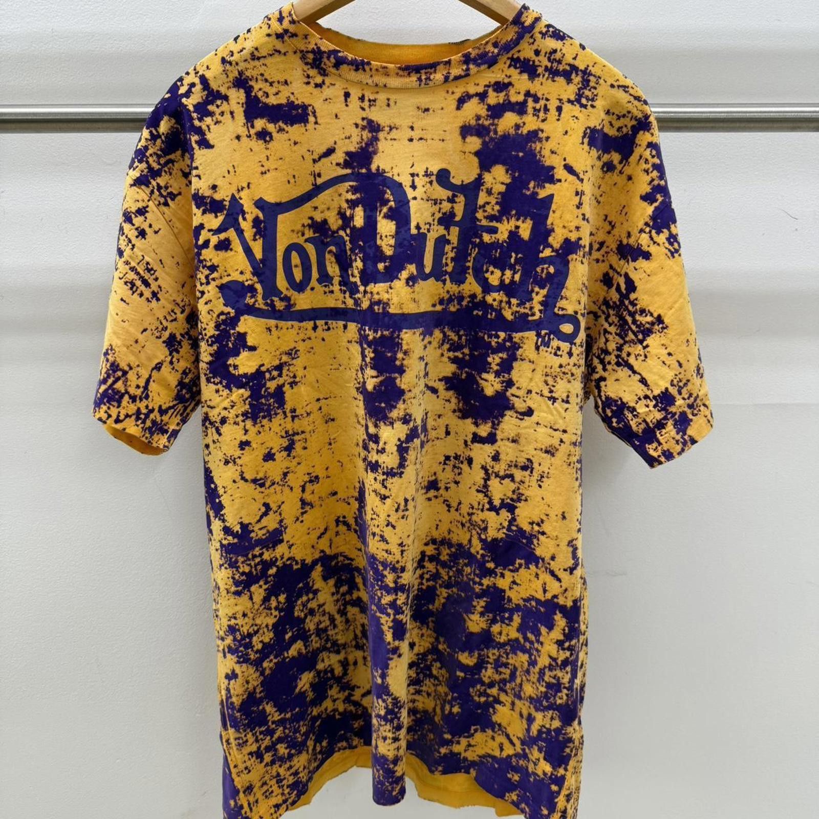 Von Dutch Paris Men’s Graphic Tee Yellow/Purple Size Large