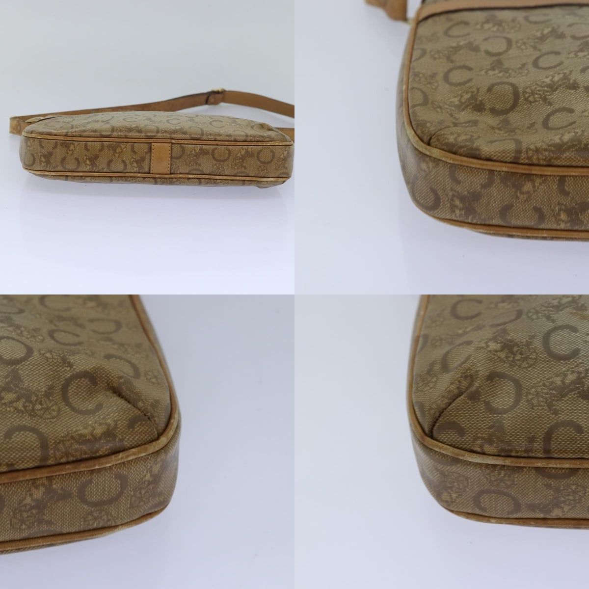Celine CELINE C Macadam Canvas Shoulder Bag Leather Beige Size ONE SIZE - 10 Thumbnail